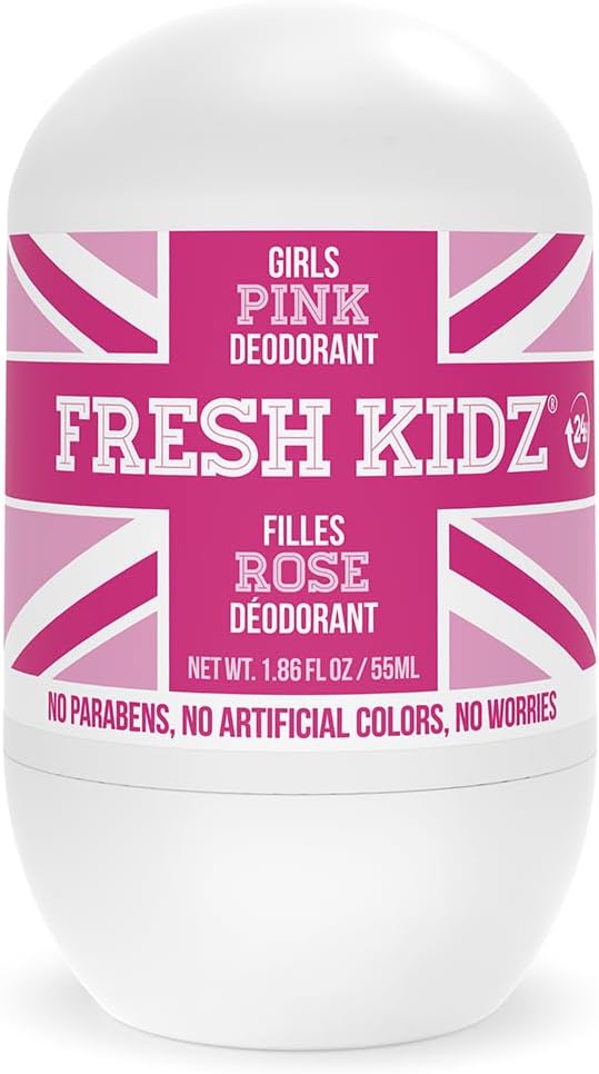 Roll On Deodorant for Kids and Teens - Baking Soda and Aluminum-free 24 Hour Protection for Sensitive Skin - Girls "Pink" 1.86 fl.oz.