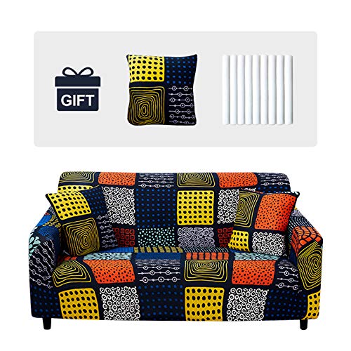 JOYDREAM Sofa Überzug Elastische Sofabezug 3 Sitzer Sofahusse Couchbezug Stretch Sofa Abdeckung Couch Schonbezug Sofa Überwürfe Muster Möbelschutz Mit 1 Kissenbezug, Patchwork Cover