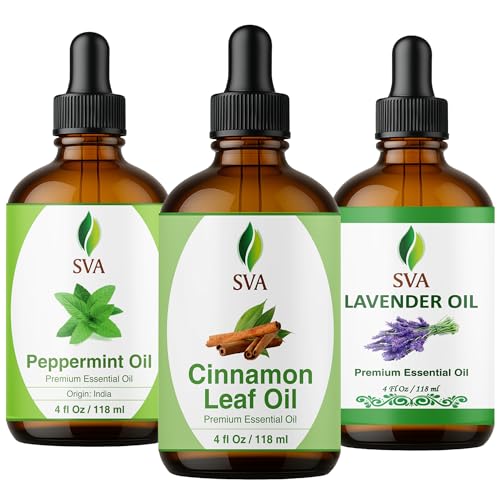 Aceite Esencial SVA Canela, Lavanda y Menta 4oz Combo