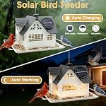 Solar Bird Feeders for Outdoors Hanging, Heavy-Duty Metal Birdfeeders Outside Hanging, Wild Bird Feeders for Garden Decor, Unique Watching Gifts for Bird Lovers, Mom and Grandma