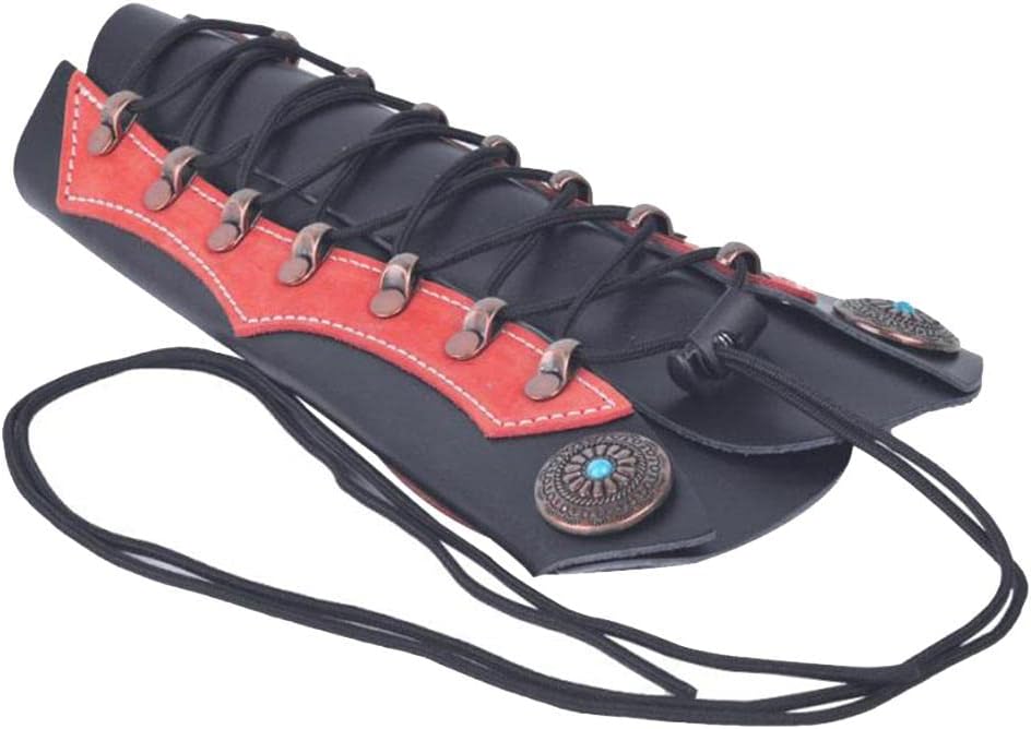 Adjustable Archery Arm Guard or Wristband | ive Gear for Adults and Youth | Suitable for Hunting and Target Practice | Artifical Cow Leather, Multiple Colors - Red