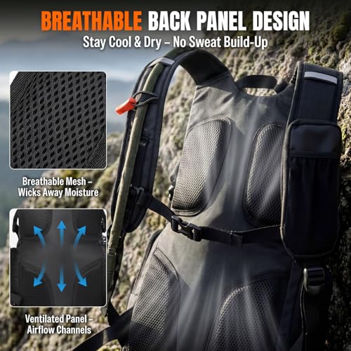 Image of 25L Hydration Hiking Backpack with Water Bladder, Detachable Phone Pouch