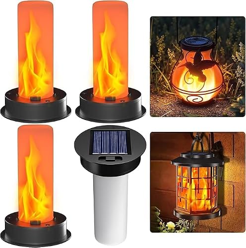 4 lámparas solares de repuesto, 7 cm, tapa de repuesto solar, panel solar, lámpara de repuesto para farolillos exteriores con efecto de llama, piezas de repuesto para exteriores, jardín, terraza
