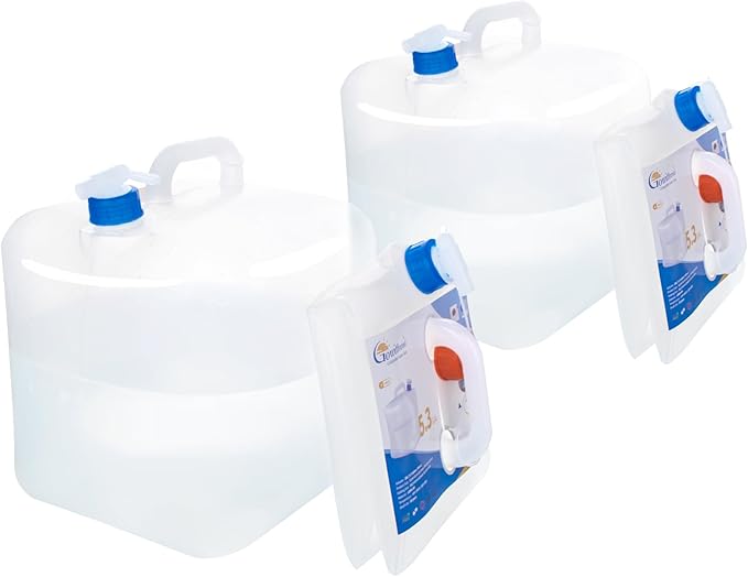 Gowithwind Collapsible Water Container with Spigot, 2×5.3 Gallon BPA Free Camping Water Storage Jug Water Canteen