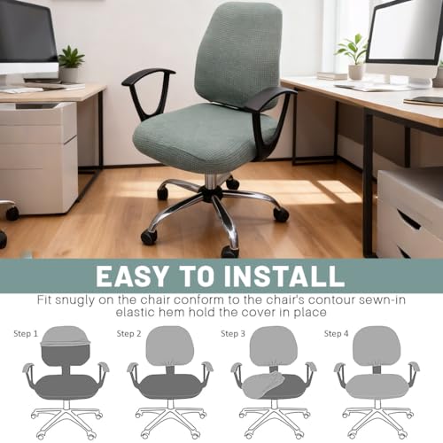 Miniatura 4 de Thqae Funda De Asiento De 2 Piezas,Incluye 1 Cojín Y 1 Respaldo,Juego De Fundas Negras Para Sillas De Oficina, Funda Elástica Lavable