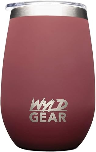 Miniatura 10 de Wyld Gear Vaso para whisky y vino, acero inoxidable, aislado al vacío con 2 tapas, 12 onzas, rosa