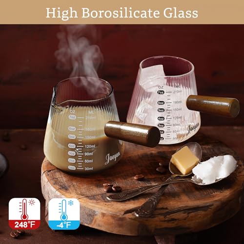 Vaso medidor para espresso vidrio 210 ml con asa de madera miniatura 4