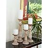 Traditional White Wash Eco Friendly Handmade Mango Wood Set of Four 6912 15 Pillar Candle Holder