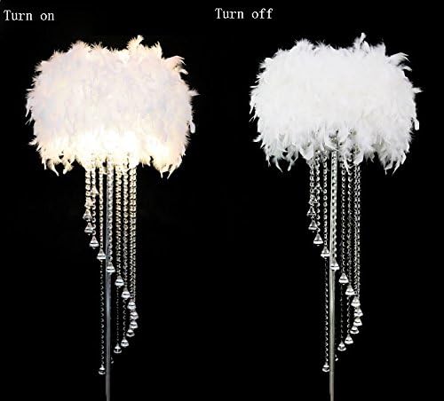 FANDBO@ Feather Floor Lamp Metal Crystal Tassel E27 LED Floor Light Classic Decorative Gift Living Room Wedding Room Bedroom Bedside (Color : White)