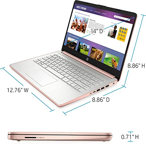 Hp Stream 14" Pink Laptop, Intel Celeron N4120, Office 365 1-Year, 4Gb Ram, 192Gb Storage(64Gb Emmc+ 128Gb Microsd), 11Hr Battery Life, Bluetooth, Wifi, Hd Webcam, Hdmi, Rose Gold, Windows 11 S #TOP3
