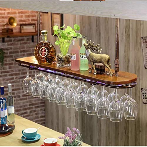 Support pour verres à vin suspendu réglable avec lumière néon design - 3