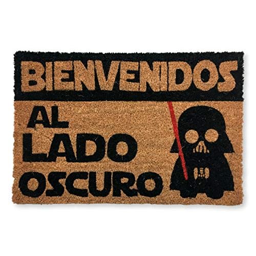 KOKO DOORMATS Felpudo Entrada casa Original, Fibra de Coco y PVC, Felpudo Exterior Bienvenido al Lado Oscuro, 40x60x1.5 cm | Alfombra Entrada casa Exterior | Felpudos Divertidos para Puerta
