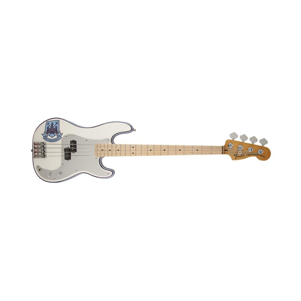 Fender 0141032305 Steve Harris Precision Bass, Maple Neck, Olympic White with Stripe