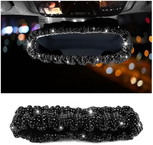 Elastic Bling Rear View Mirror Cover – Crystal Rhinestone Mirror Protector For Car, SUV, Van, Red Glitter Decorative Accessory - View #2