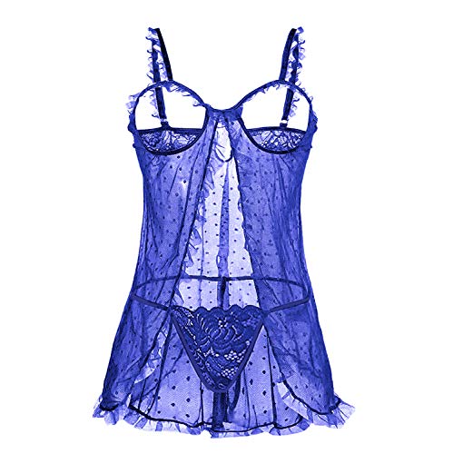 KELITCH Chemise de Nuit en Dentelle pour Femmes Lingerie Sexy Douce String Cils sous-vêtements Cover