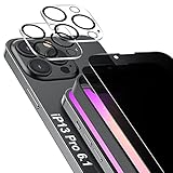 ★Alta Calidad：Vidrio templado compatible con iPhone 13 Pro, la calificación de dureza 9H (más dura que una cuchilla) protege eficazmente su teléfono contra los arañazos causados por las llaves y otros objetos punzantes.