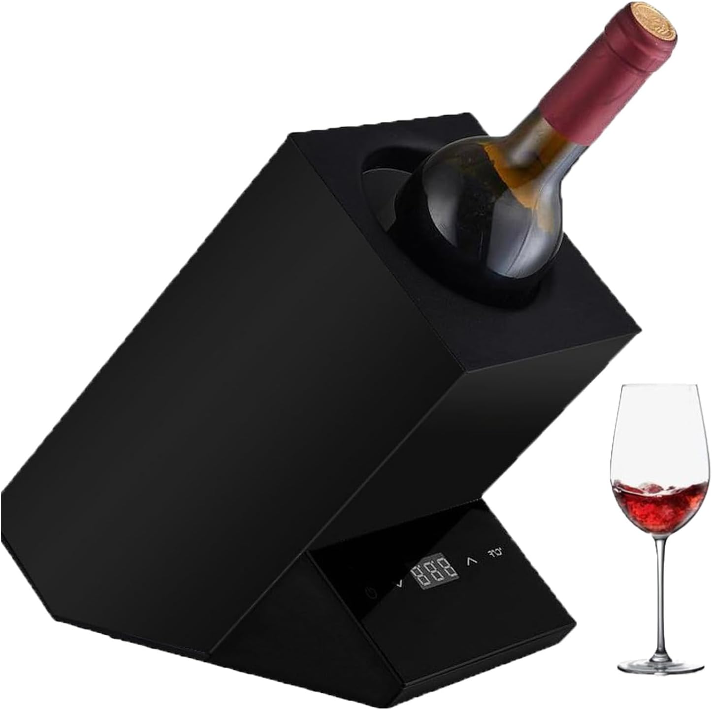 Wine Chiller Electric,Wine Chillers Bucket for Red & White Wine or Some Champagne,Stainless Steel Single Bottle Iceless Wine Cooler, Smart Thermostat Control,Black