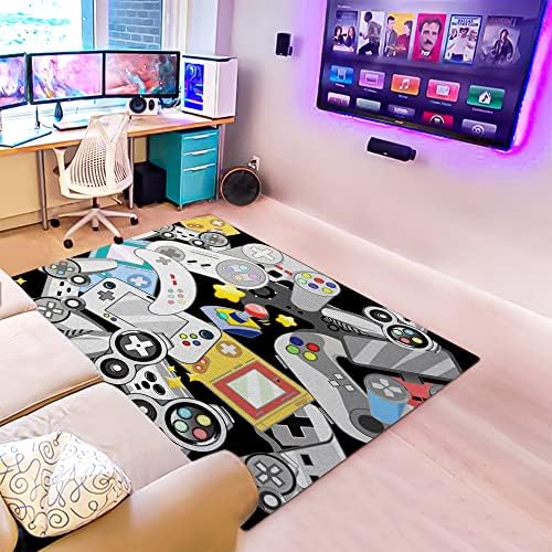 Gaming Rug Game Carpet for Gamer Kids Boy Playroom Rug Controller Area Rugs Dining Living Play Home Decor Non-Slip Comfy Floor Pink Mat39''x59''