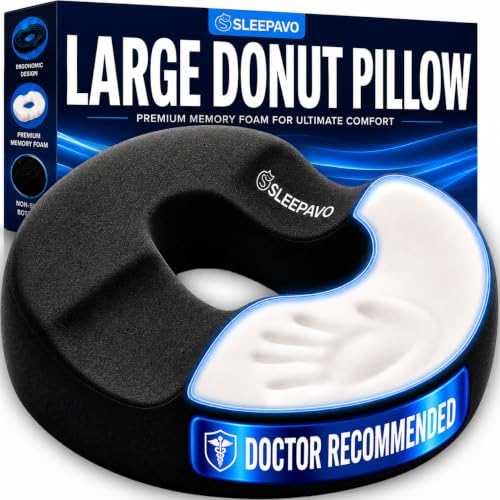 Sleepavo Donut Pillow for Tailbone Pain Relief, Seat Cushion for Hemorrhoid