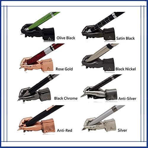 Miniatura 5 de Acely Soporte ejecutivo para bolígrafos con forma de mano de metal para manualidades, pisapapeles para organizador de escritorio, soporte para