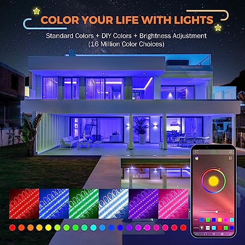 Image of BEAMNOVA 80Ft RGB LED Storefront Lights for Business, Bluetooth App Control, Remote, AC 120V to DC 12V Voltage Transformer, SMD 5050 LED Beads, IP65 Waterproof Adhesive Light Modules