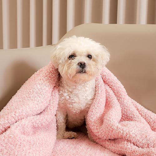 Image of Snuggle Sac Pink Throw Blankets for Couch, Reversible Super Soft Warm Microfiber Blankets Cozy Knit Fuzzy Plush Lightweight Fluffy Throws for Sofa, Bed, Living Room, Heather Pink, 50 x 60 inches