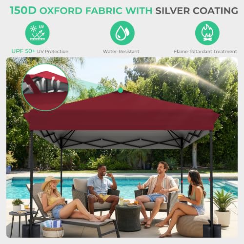 Image of JEAREY 10x10 Pop Up Canopy Tent, Easy Up Outdoor Market Canopy, Red