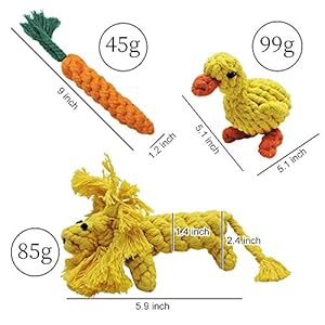 Andiker dog chewing toys  3pcs cotton rope puppy teething cleaning and training durable dog plush toys lioncarrotduck toy for boredom and interactive biting rope dog chew toys lioncarrotduck   cucciolini doodles