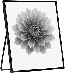 Porta Retrato De Metal Com Vidro Luxo Preto Grande 20x25 Cm Espelhado Vidro