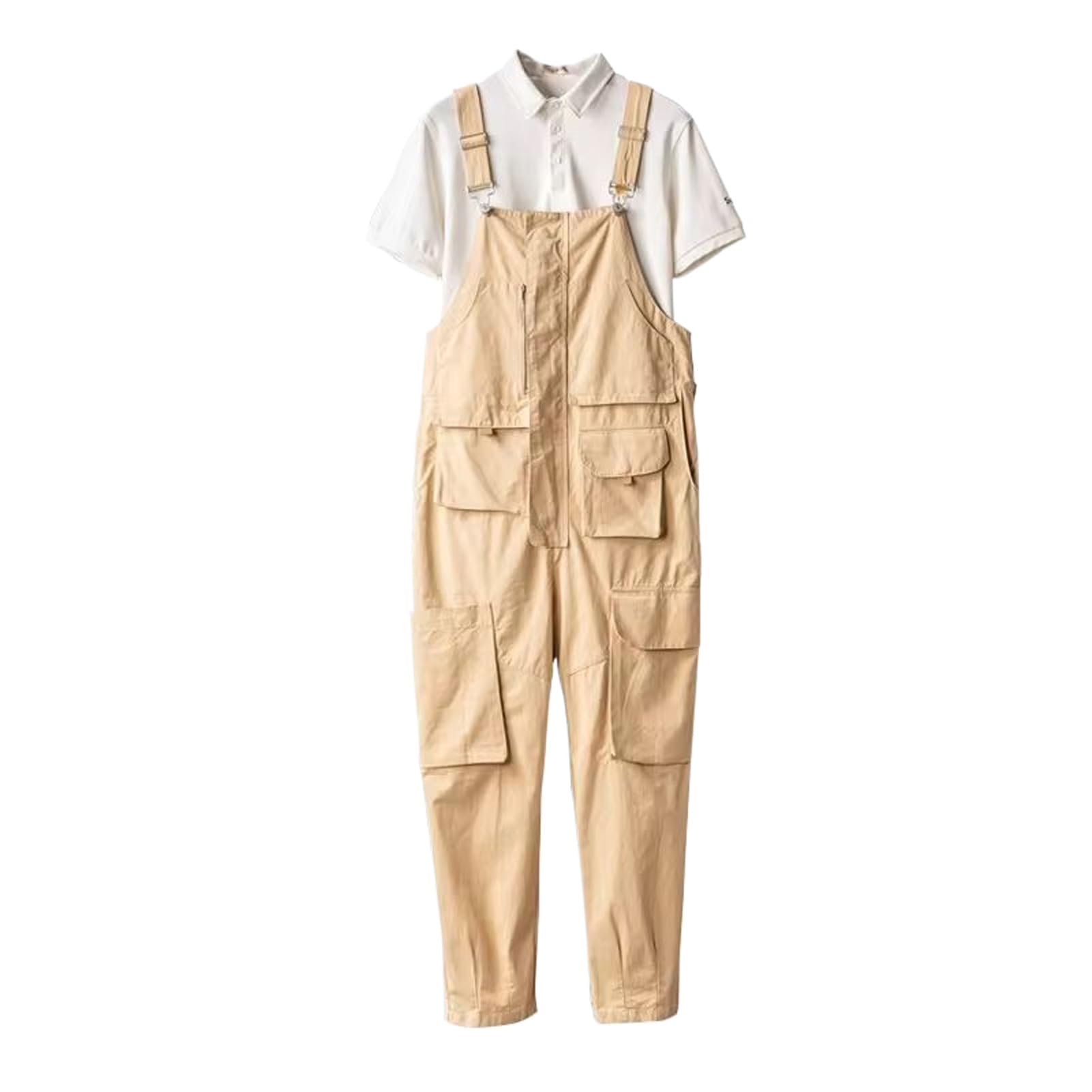 Peto para hombre WOLONG de algodón marrón holgado con bolsillos 4