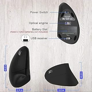 BeWishes Ergonomic Left-Handed Wireless Vertical Mouse, 2.4G, 3 Adjustable DPI (800/1200/1600), Specially for Left Handers
