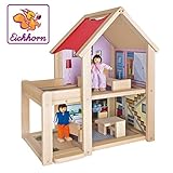 Material: Holz Eichhorn 100002501 - Puppenhaus fertig montiert inklusive 2 Puppen und Möbeln, 9-tlg., 22,5x36x41cm, Buchenholz