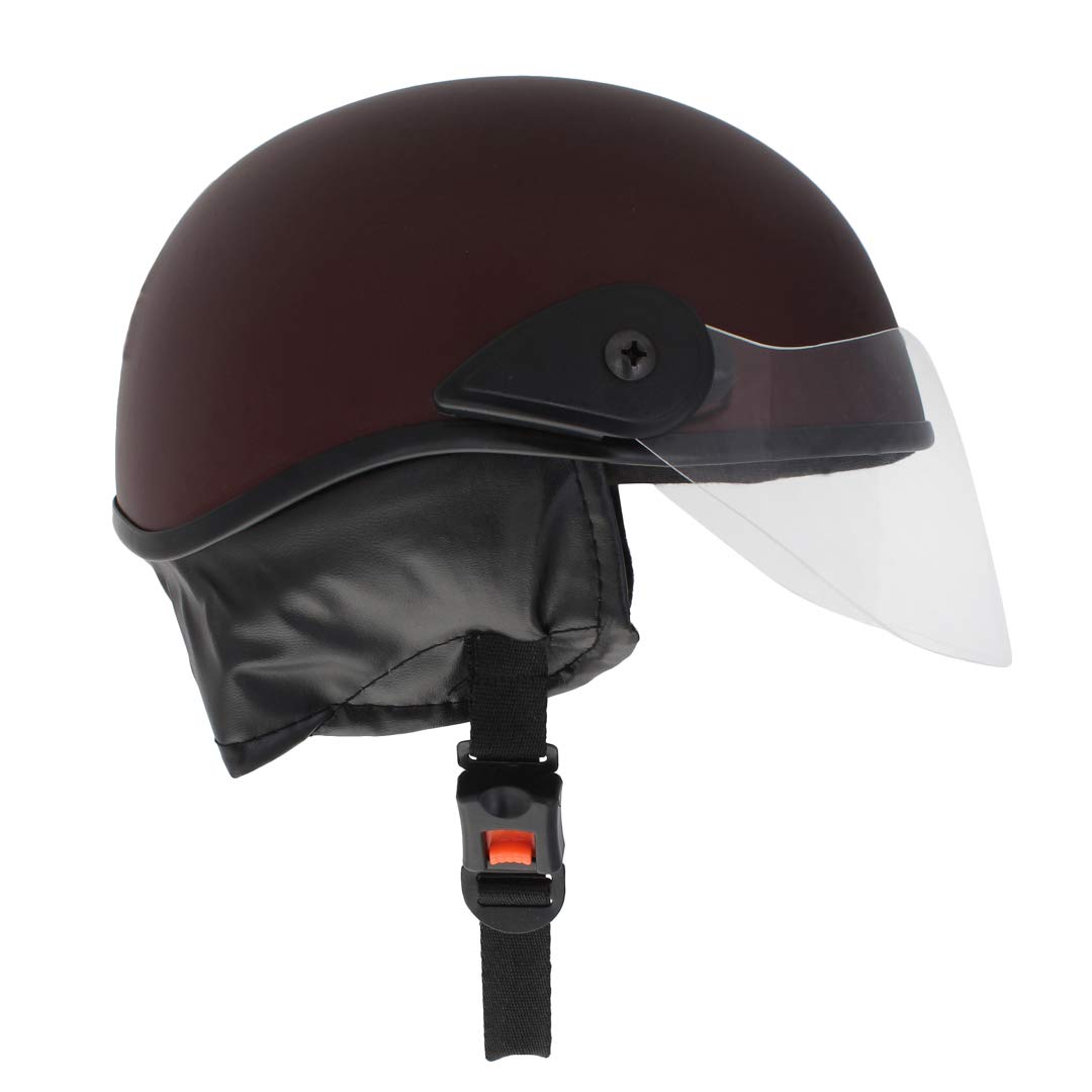 Western Era Unisex Half Helmet for Men & Women | Clear Visor | Comfort & Safety | Enhanced Design | Color - Maroon Matte (Small)