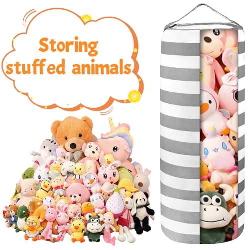 AOOHA Sitzsack-Bezug Kinder,Kuscheltier Sitzsack Aufbewahrung Abdeckung,Zylindrischer Stuffed Bean Bag,Große Kuscheltiere Aufbewahrung für Lese Sessel, Schlafzimmer, Kinderzimmer, Spielzimmer