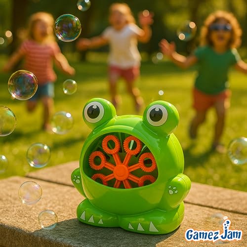 Gamez Jam Frog Seifenblasenmaschine für Kinder Kleinkinder Babys Haustiere Batterie betriebenes Bubble Gerät mit Lösung Indoor Outdoor Party Geschenk