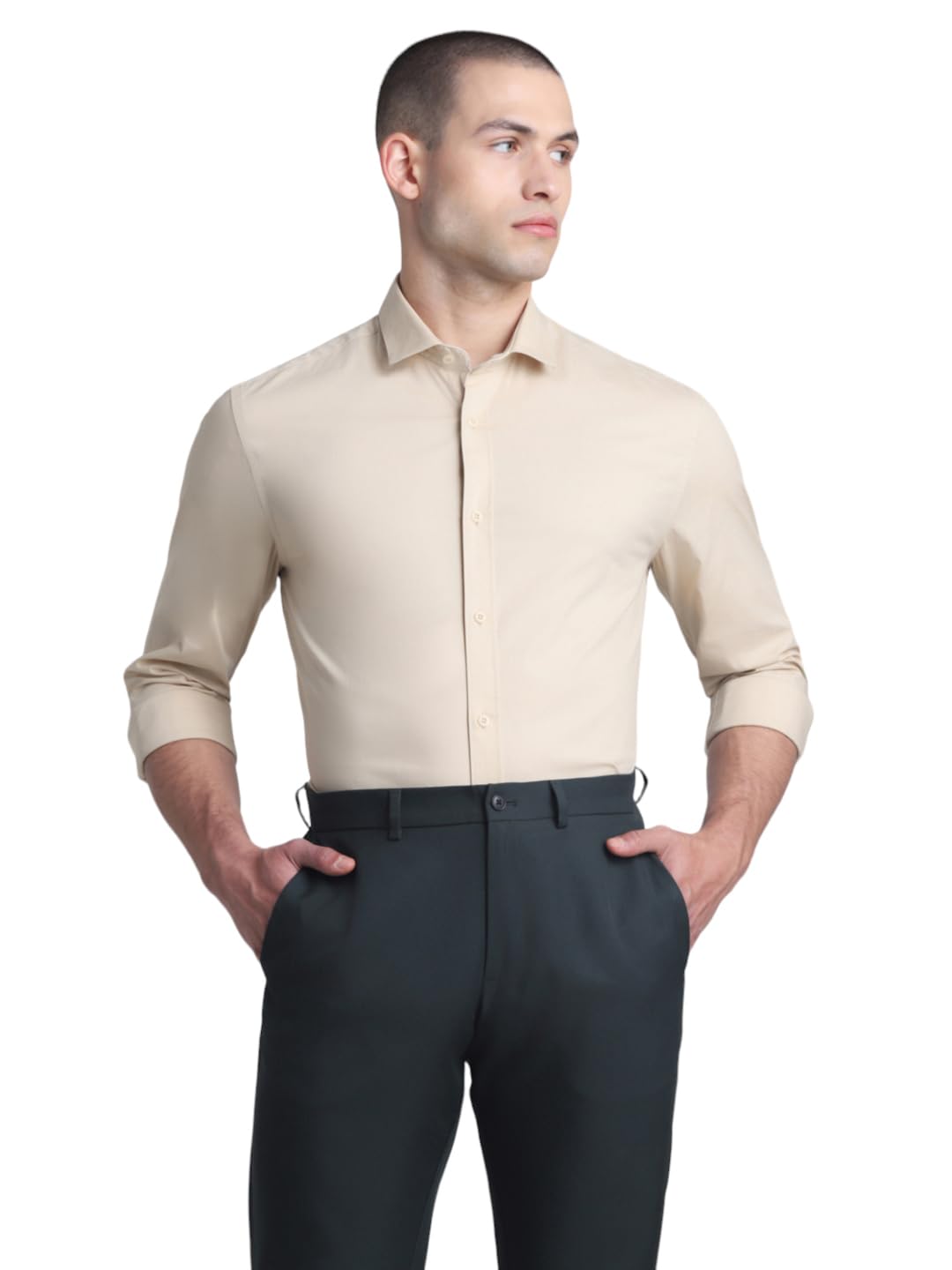 Jack & Jones Slim Fit Spread Collar Formal Shirt in neutral