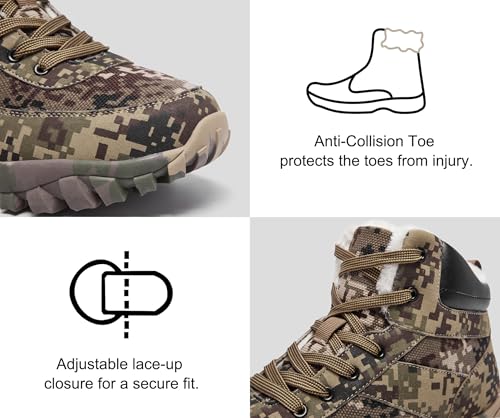 Men's Snow Boots Warm Fur Lined Camouflage Winter Hiking Boot Non-Slip Outdoor Work Shoes4