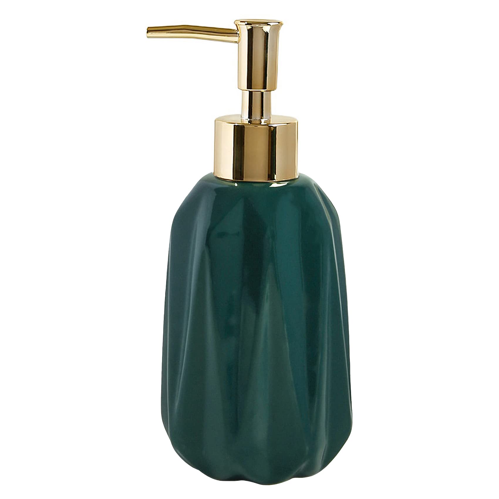 Soap Dispenser, 10oz Green Countertop Ceramic with Pump Soap Dispenser, Bathroom and Kitchen, Refillable Decorative Boho Soap Dispenser, Great for Hand Sanitizer, Dish Soap and Lotion (Dark Green)
