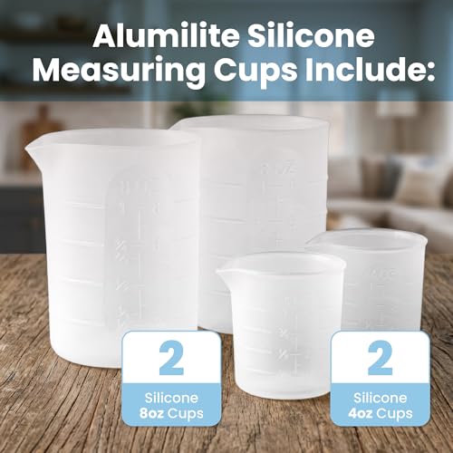 Set de vasos medidores de silicona 8 y 4 oz, 4 piezas miniatura 2