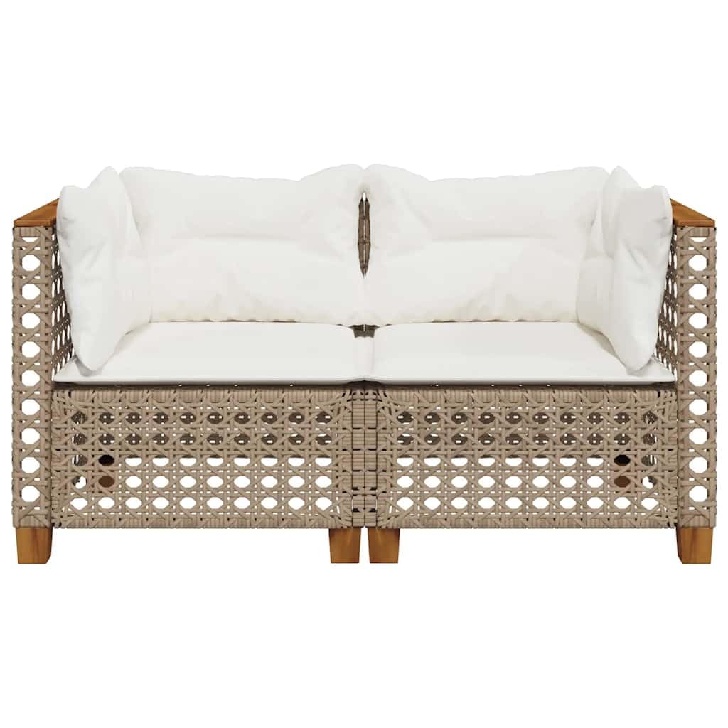 vidaXL Divani Angolari da Giardino con Cuscini 2 Beige Polyrattan, Divano da Giardino con Cuscini, Seduta da Giardino, Divano da Patio