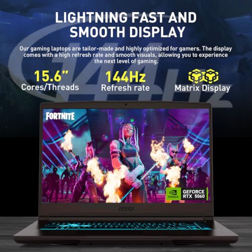 Image of msi Thin 15.6 inch FHD RTX 4050 & Intel i7-13620H Gaming Laptop, 16GB + 1TB | DDR4, Wi-Fi 6, Blue keyboard, Anti-Ghost Key, Kensington Lock, HD Webcam, Windows 11 Home, Black