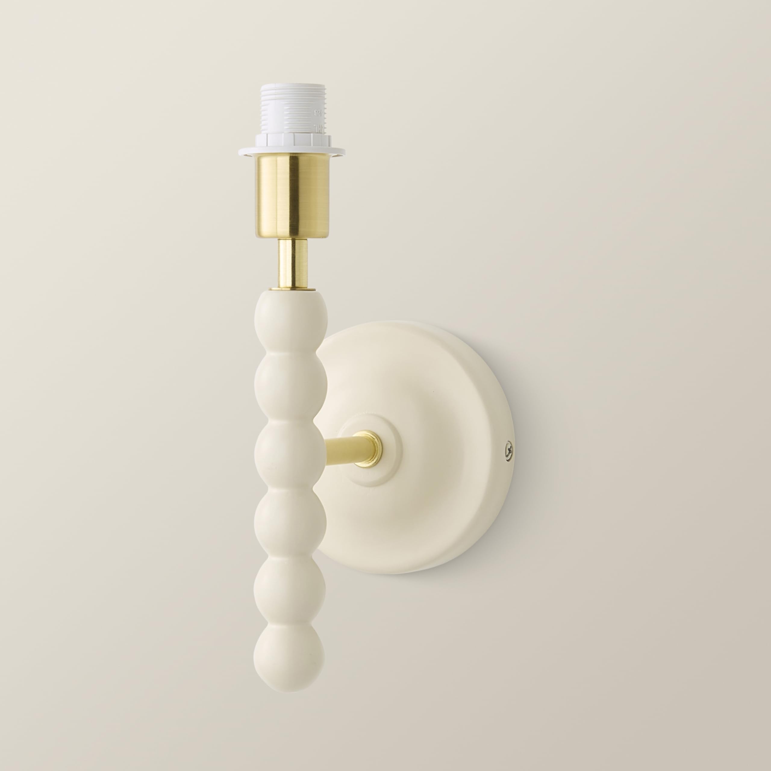ValueLights | Bobbin Cream Wooden Wall Light Base | Mains Wired