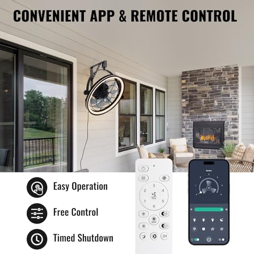 Siljoy 21 Inch Wall Mount Fan Indoor, 6-Speed Wall Fan With Remote And Led Light, Timer, Industrial Wall Mounted Fan For Bedroom thumb #2
