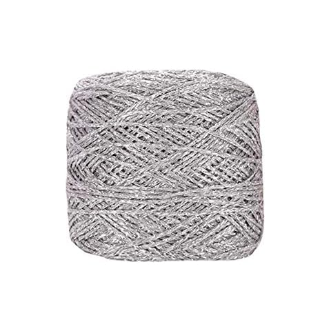 Clisil 100gram DIY Grey Lurex Glitter Thread Shining Yarn Metallic Sparkle Yarn Metal Yarn DIY Fancy Sparkle Yarn Crochet Knitting Sweater Scarf Bag Doll Yarn Accessory Yarn Cover