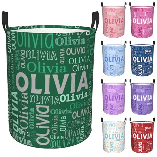 Image of Custom Name Laundry Hamper, Personalized Laundry Basket with Name for Boys Girls Kids Men Women, Customized Name Dirty Clothes Basket Gifts for Clothes Toy Bathroom Bedroom Laundry Room Dorm