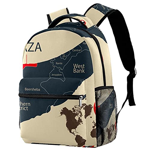 Petit sac à dos carte d'Israël et bande Gaza pour vos sorties urbaines et voyages