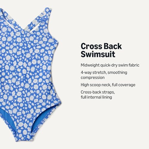 Image of Amazon Essentials Girls and Toddlers' Cross-Back One-Piece Swimsuit