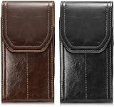 suily Cellphone Belt Holster, 2 Pack Universal Leather Belt Loop Case Vertical Flip Cover Magnetic Closure Waist Pouch Fit for 5.5' Smartphones iPhone 11/XS/XR/8 Plus/7 Plus/6 Plus (Black+Brown)