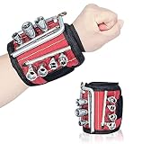 Bracelet Magnétique Bricolage,Réglable 15 Puissants Aimants Bracelet Magnetique Homme,Idée Cadeau fête des Noël et Pere Cadeaux Papa,Idéal pour maintenir clous,vis,forets,Pour électriciens et Artisans