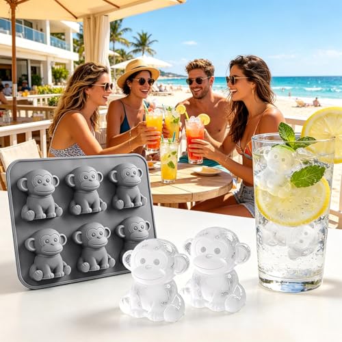 Molde para cubitos de hielo de silicona con diseño de mono miniatura 2